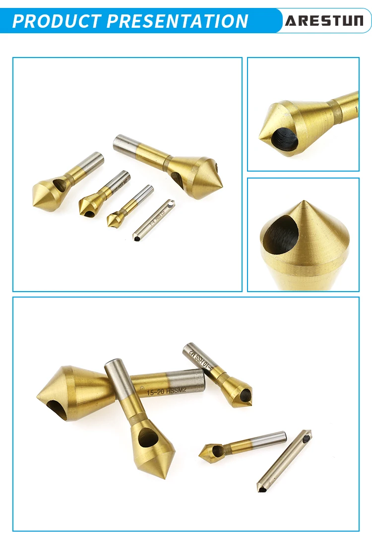 M35 Steel Cobalt Countersink Drill Bit Deburring Chamfer Drill Bits With Round Shank