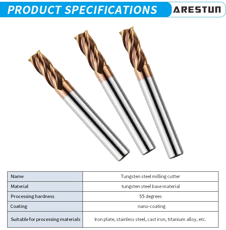 4 Flute Solid Tungsten Carbide Milling Cutter Cnc End Mill for Stainless Steel