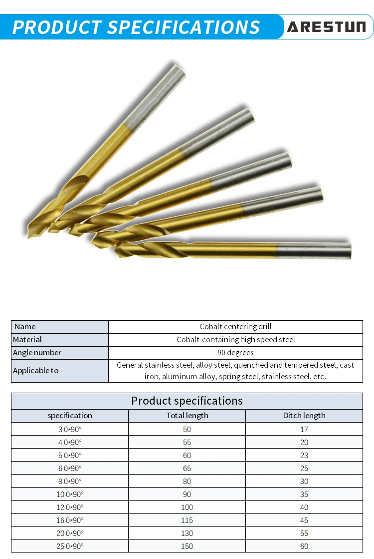 Cobalt Centering Drill  Customized Tools Drill Bit Manufacturers Solid Carbide Twist and Drill Bits Set for Metal