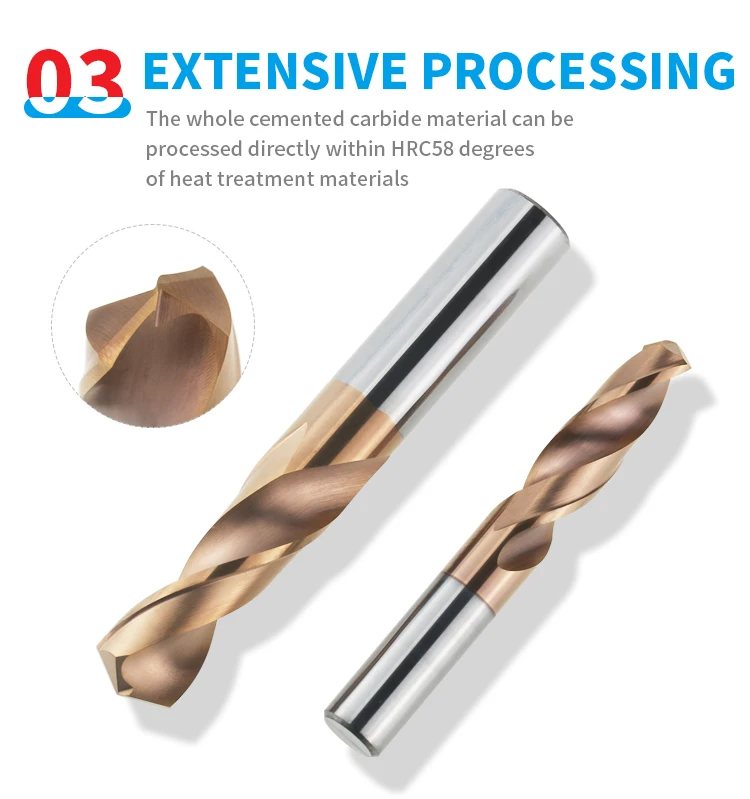HRC58 CNC Lathe Turning Tools Solid Tungsten Carbide Drill Bit Straight Shank Twist Drill Bits Cabide Alloy Drilling Bit
