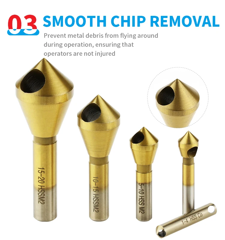 M35 Steel Cobalt Countersink Drill Bit Deburring Chamfer Drill Bits With Round Shank