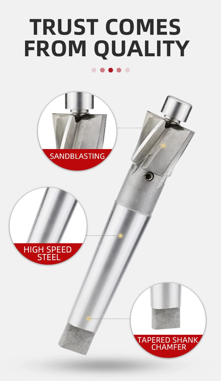 HSS Counterbore With Morse Taper Shank and Pilot Slotting Tool for Copper Metal Drilling Piloted Counterbore Cutter