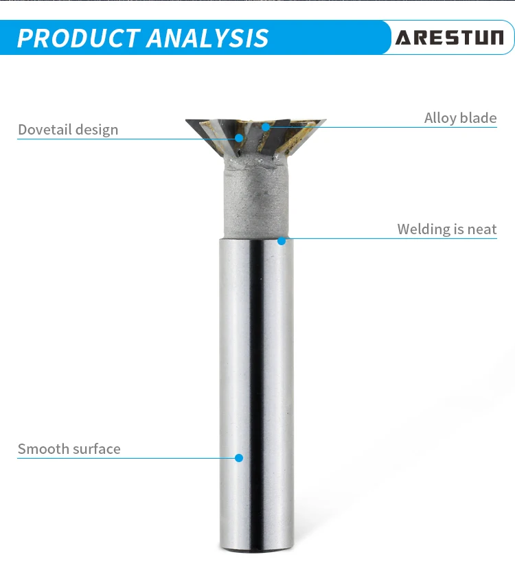 50 Degrees Dovetail Groove Straight Shank Hard Alloy Milling Cutter for Processing Copper Cast Iron