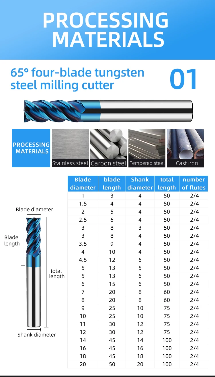 Carbide End Mill Tungsten Steel Milling Cutter Milling Cutter for Aluminum Cutter End Mill Fresas CNC Cutting Tool