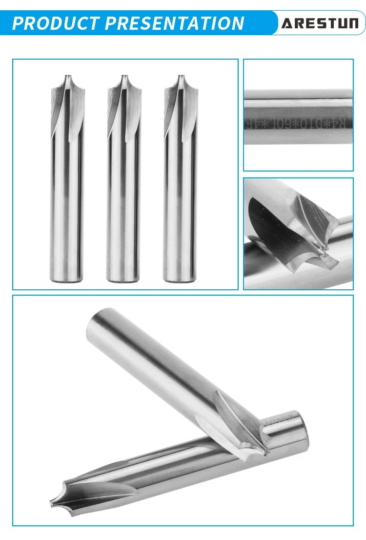 High Quality Safety Milling Cutters Solid Carbide End Mill With Tungsten Steel Inner R Milling Cutter D4/D6/D8/D10/D12