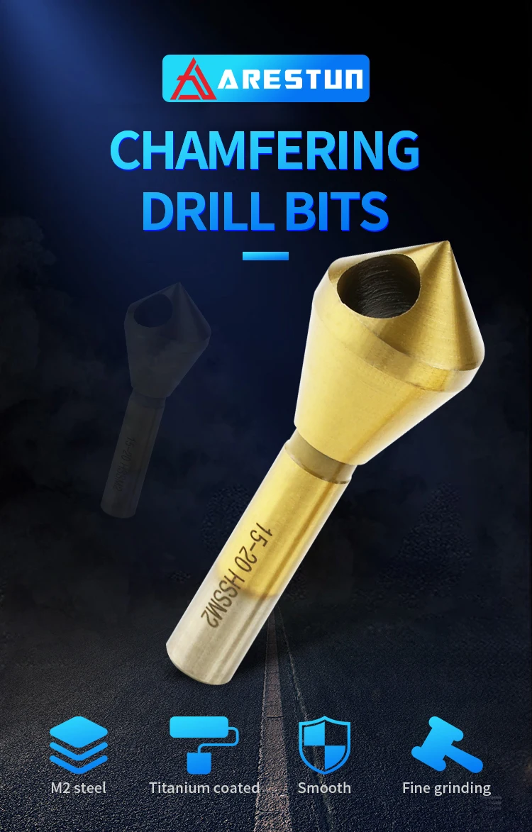 M35 Steel Cobalt Countersink Drill Bit Deburring Chamfer Drill Bits With Round Shank