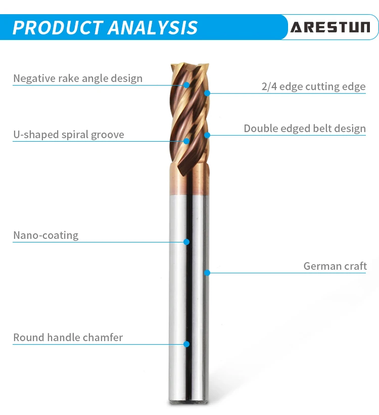 4 Flute Solid Tungsten Carbide Milling Cutter Cnc End Mill for Stainless Steel