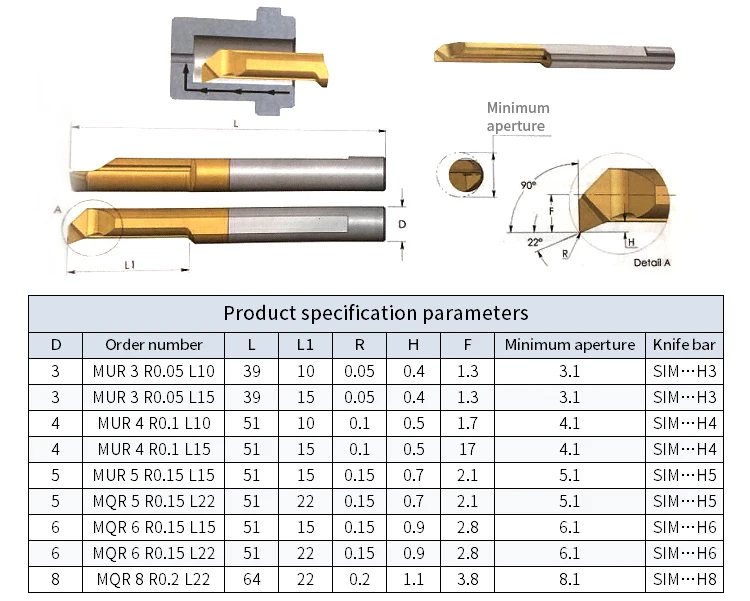MUR CNC Small Hole Carbide Reaming Tool Micro Tungsten Carbide  Boring bar Cutter