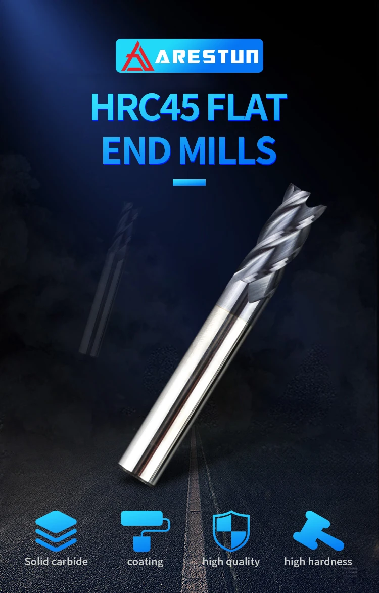 HRC 45 Degree Soild Tungsten Carbide End Mill Cnc Machine Milling Cutter Tool Cnc Lathe Tools Carbide Cutting Tools