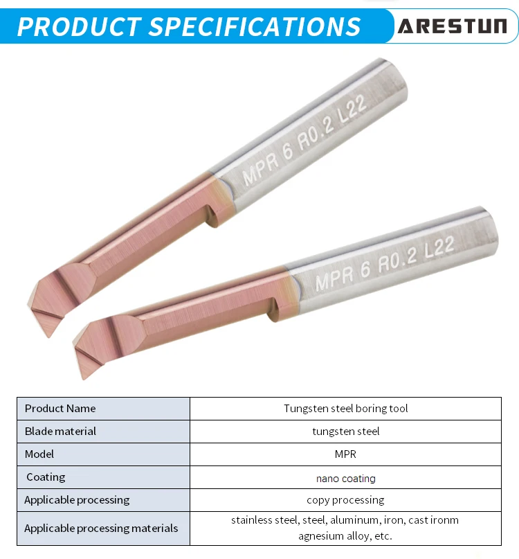 MPR Tool bar Small Diameter Stainless Steel Boring Tool Inner Hole Tungsten Steel Tool bar Alloy Forming