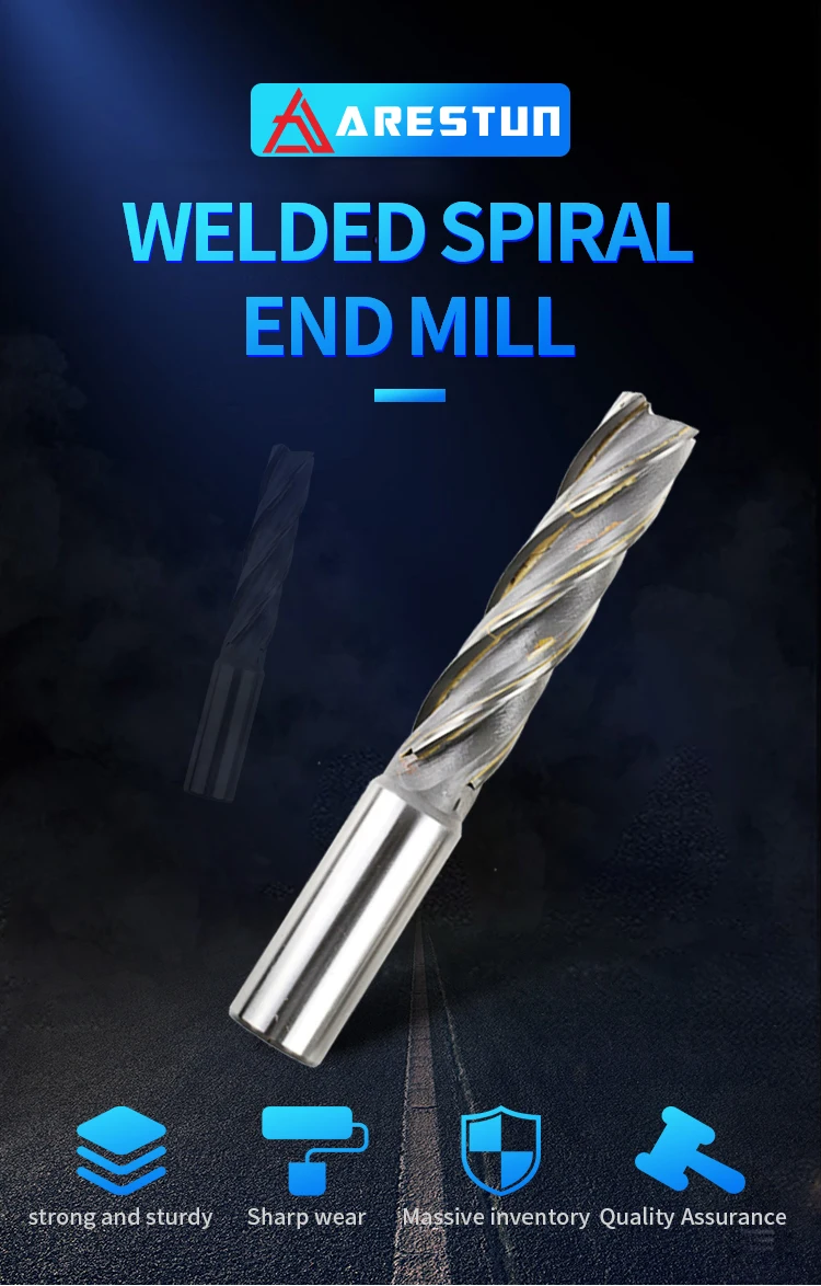 Tungsten Steel Spiral End Mill Customizable YW2 Inlaid Alloy Milling Cutter Welding Carbide Spiral Milling Cutter Tool