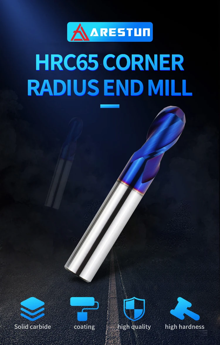 High Hardness Steel Tungsten Carbide 2/ 4 Flute Nano Coating Ball Nose End Mill Cnc Cutting Tools Carbide Endmill