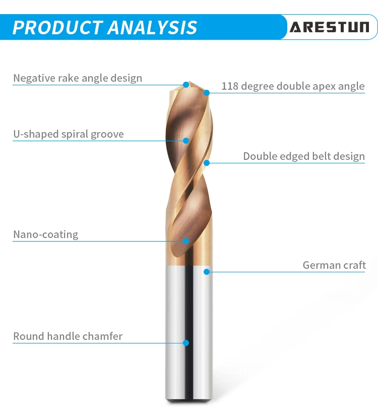 HRC58 CNC Lathe Turning Tools Solid Tungsten Carbide Drill Bit Straight Shank Twist Drill Bits Cabide Alloy Drilling Bit
