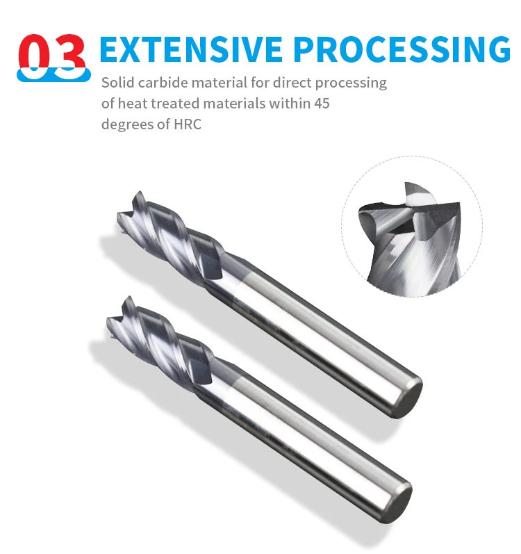 HRC 45 Degree Soild Tungsten Carbide End Mill Cnc Machine Milling Cutter Tool Cnc Lathe Tools Carbide Cutting Tools