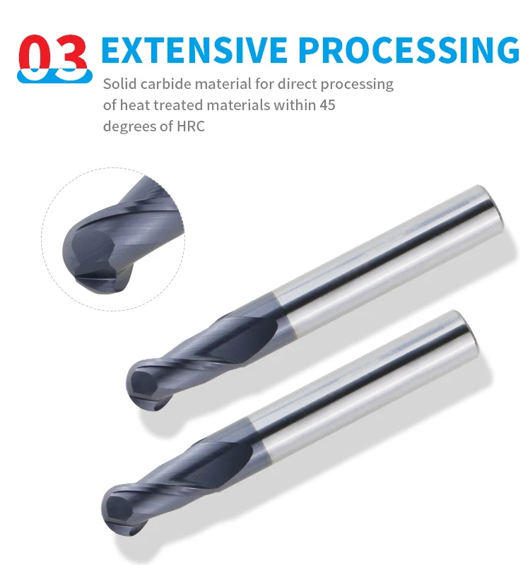 Carbide Ball Nose End Mill HRC 45 Round Tungsten Steel Milling Cutter Cnc Machine Lathe Cutting Tools