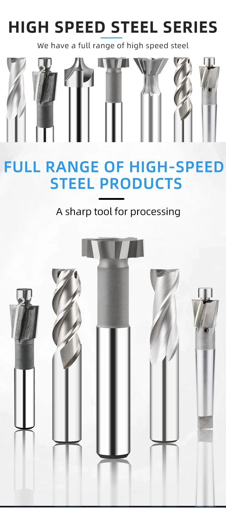 HSS Solid Carbide Taper Shank Endmill for Metal Stainless Steel Iron Milling