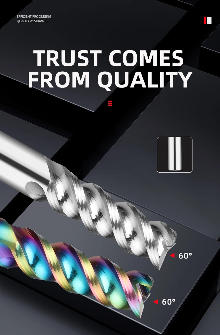 3 Flutes Carbide Milling Cutter Aluminum Cutter Tungsten End Mill DLC Coating Teeth Tool Key Seater Router Bit Aluminum Milling