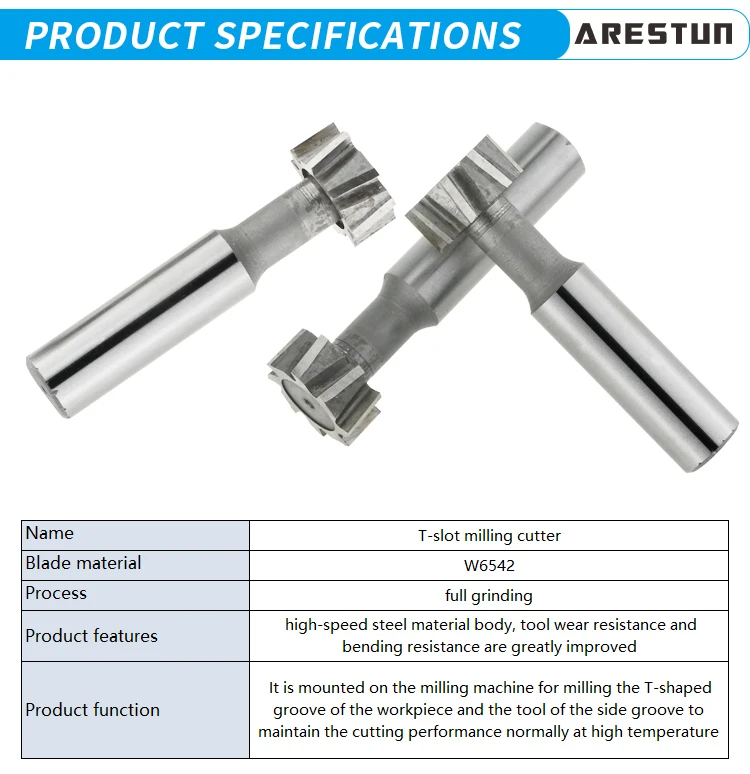 High Quality OEM HSS M2, M35, M42 T-Slot Cutter With Parallel Shank and Taper Shank CNC T-type Milling Cutter