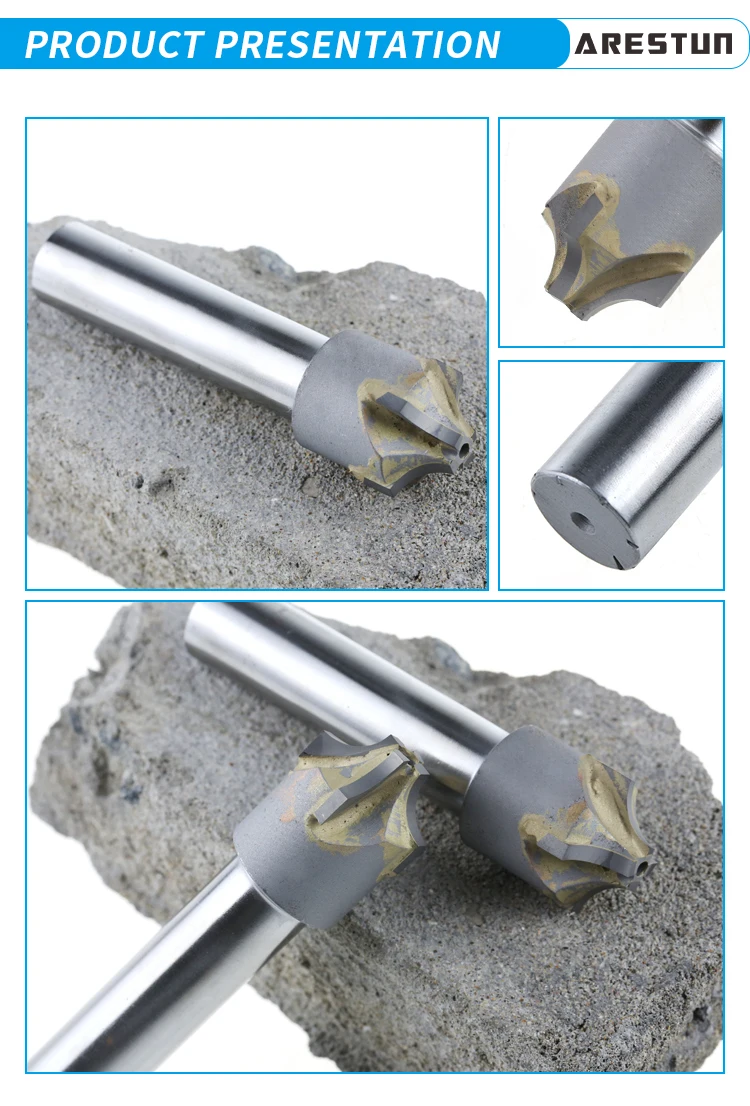 Straight Shank Inlaid with Carbide Tungsten Steel Chamfered Inner R Arc Milling Cutter End Mills Customized R2 R4 R5 R6 R15 R20
