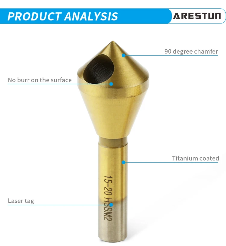M35 Steel Cobalt Countersink Drill Bit Deburring Chamfer Drill Bits With Round Shank