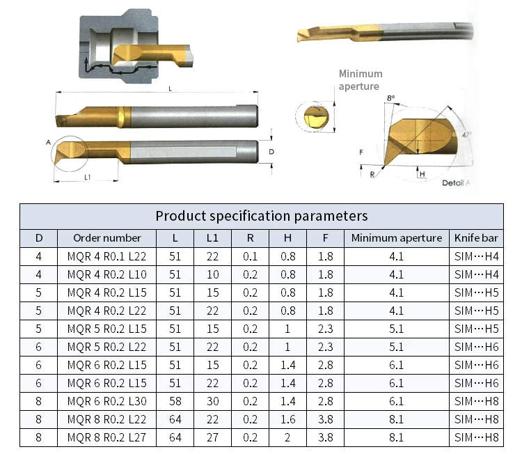 MQR Tool bar Small Diameter Stainless Steel Boring Tool Inner Hole Tungsten Steel Tool bar Alloy Forming