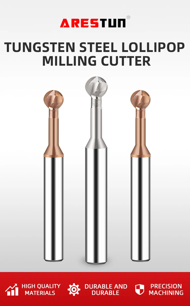 Four Flute Lollipop Ball End Mill R0.5 1.75 2.5 3 4 Tungsten Steel Carbide Milling Cutter End Milling Cutter R Knife