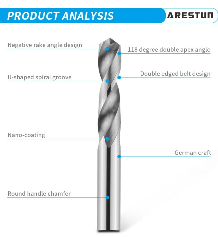 Tungsten Carbide Twist Drill for CNC Machine Tools Drilling Hole Micro Drill Bit for Steel ,Copper, Brass, Fresa