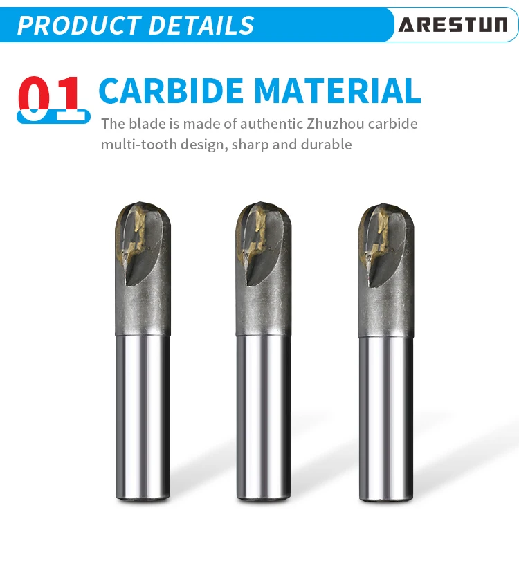 Cutting Tools Diamond Milling Cutter Pcd Ball Nose End Mill