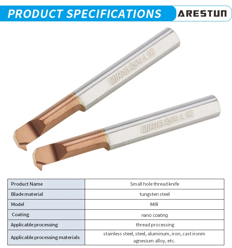 MIR Tool bar Small Diameter Stainless Steel Boring Tool Inner Hole Tungsten Steel Tool bar Alloy Forming