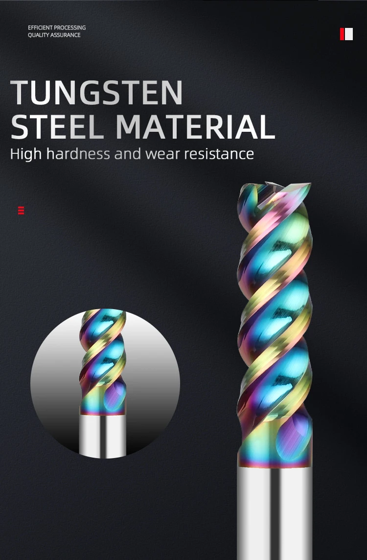 3 Flutes Carbide Milling Cutter Aluminum Cutter Tungsten End Mill DLC Coating Teeth Tool Key Seater Router Bit Aluminum Milling
