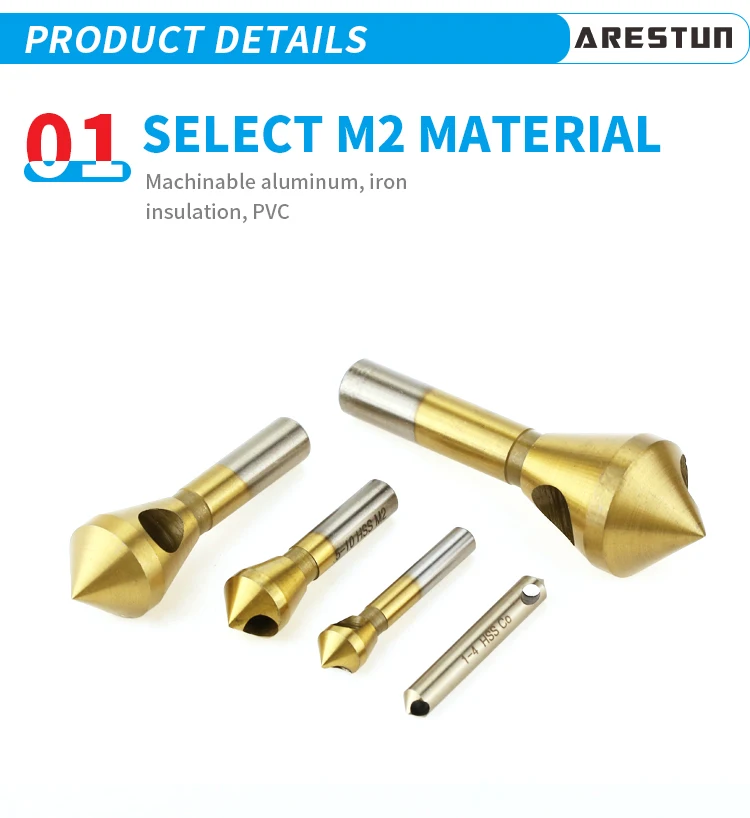 M35 Steel Cobalt Countersink Drill Bit Deburring Chamfer Drill Bits With Round Shank