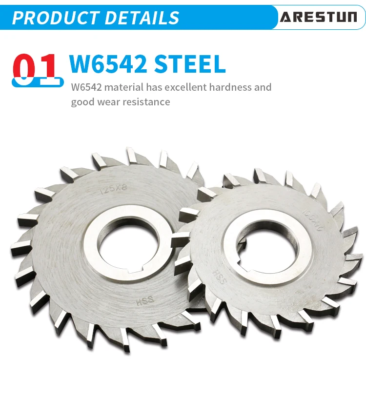 HSS Three-Sided Edge Milling Cutter Customized 50 63 75 80 100 125 150 Straight Teeth Staggered Teeth Milling Cutter