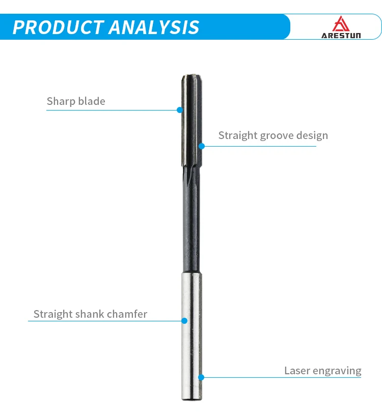 High Speed Manufacturer Router CNC Carbide Tip Tungsten Straight Shank 6 Flute Spiral Flute Center Chamfer Reamers